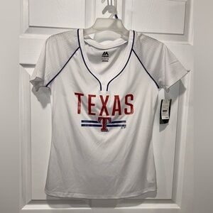 NEW MLB TEXAS RANGERS WOMEN’S SMALL DRY FIT SHIRT/JERSEY‎